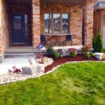 front garden design with mulch and plants